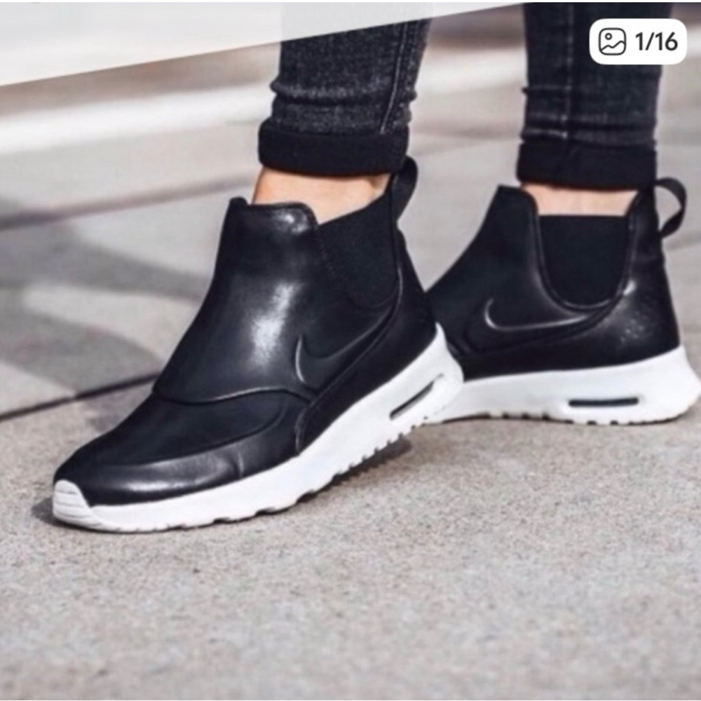 Nike Air Max Thea Women's Black Leather Slip-On Sneakers